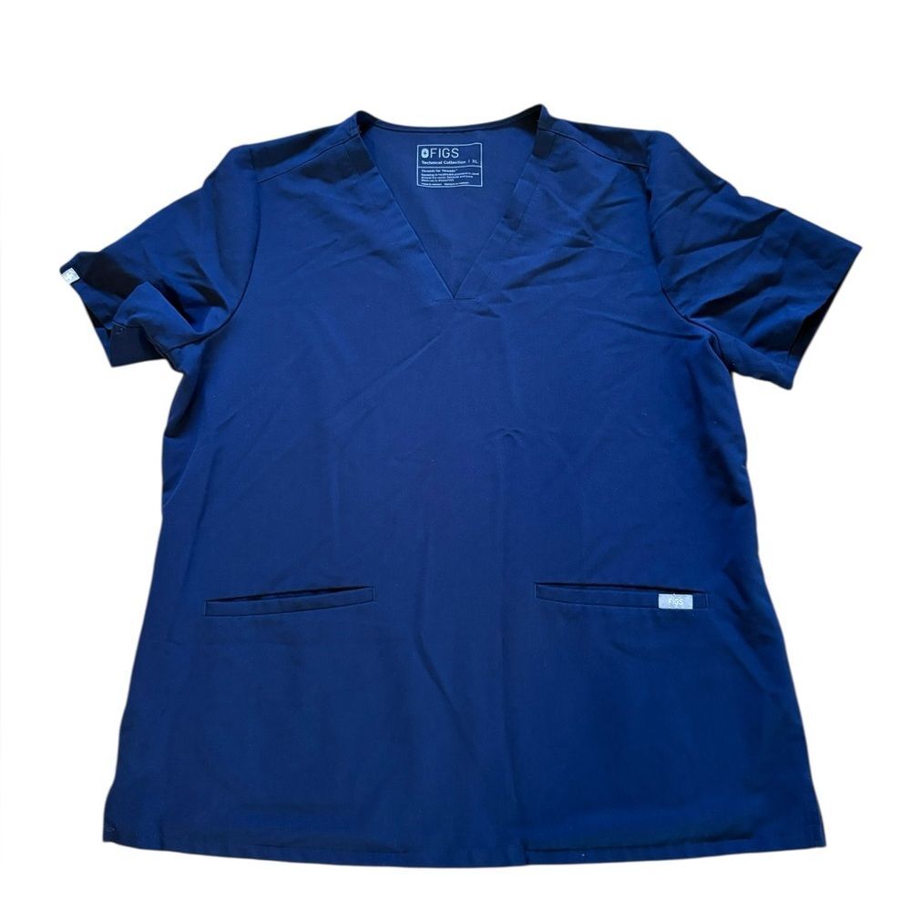 FIGS Casma Three Pocket Scrub Top Navy Blue Womens XL